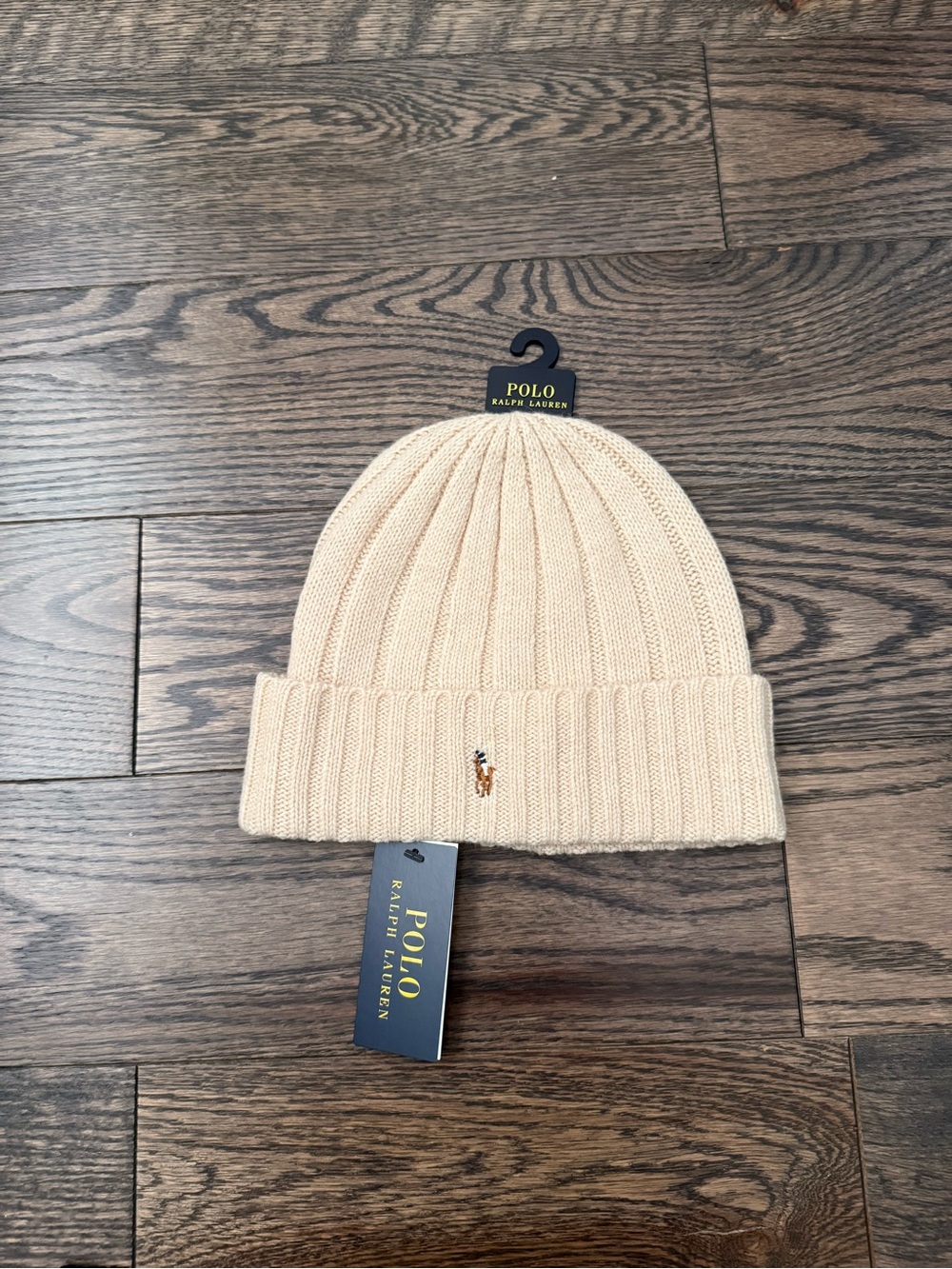 Mens cream polo Ralph Lauren beanie